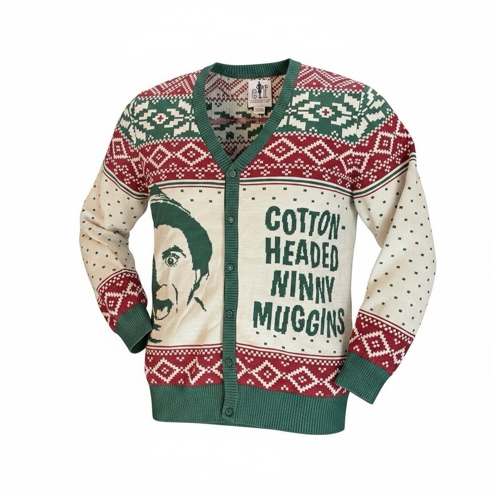 ELF Cardigan Sz M Buddy Cotton Headed Ninny Muggins Ugly Sweater Christmas Party - Picture 2 of 7